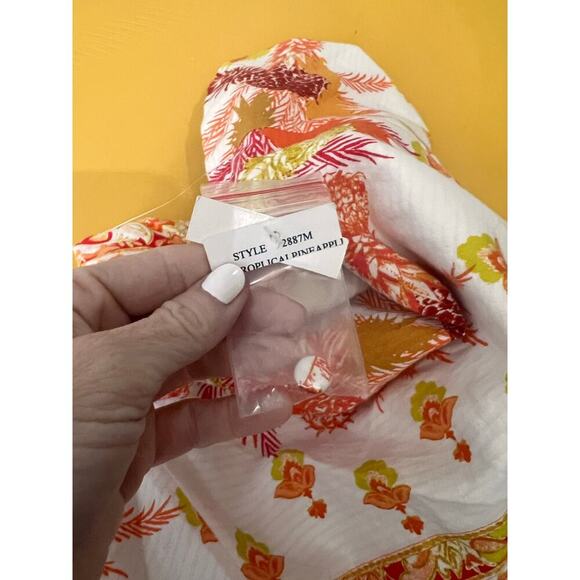 Taylor White Orange Tropical Pineapple Print Halter Summer Maxi Dress Sz 16 NWT - Picture 7 of 11